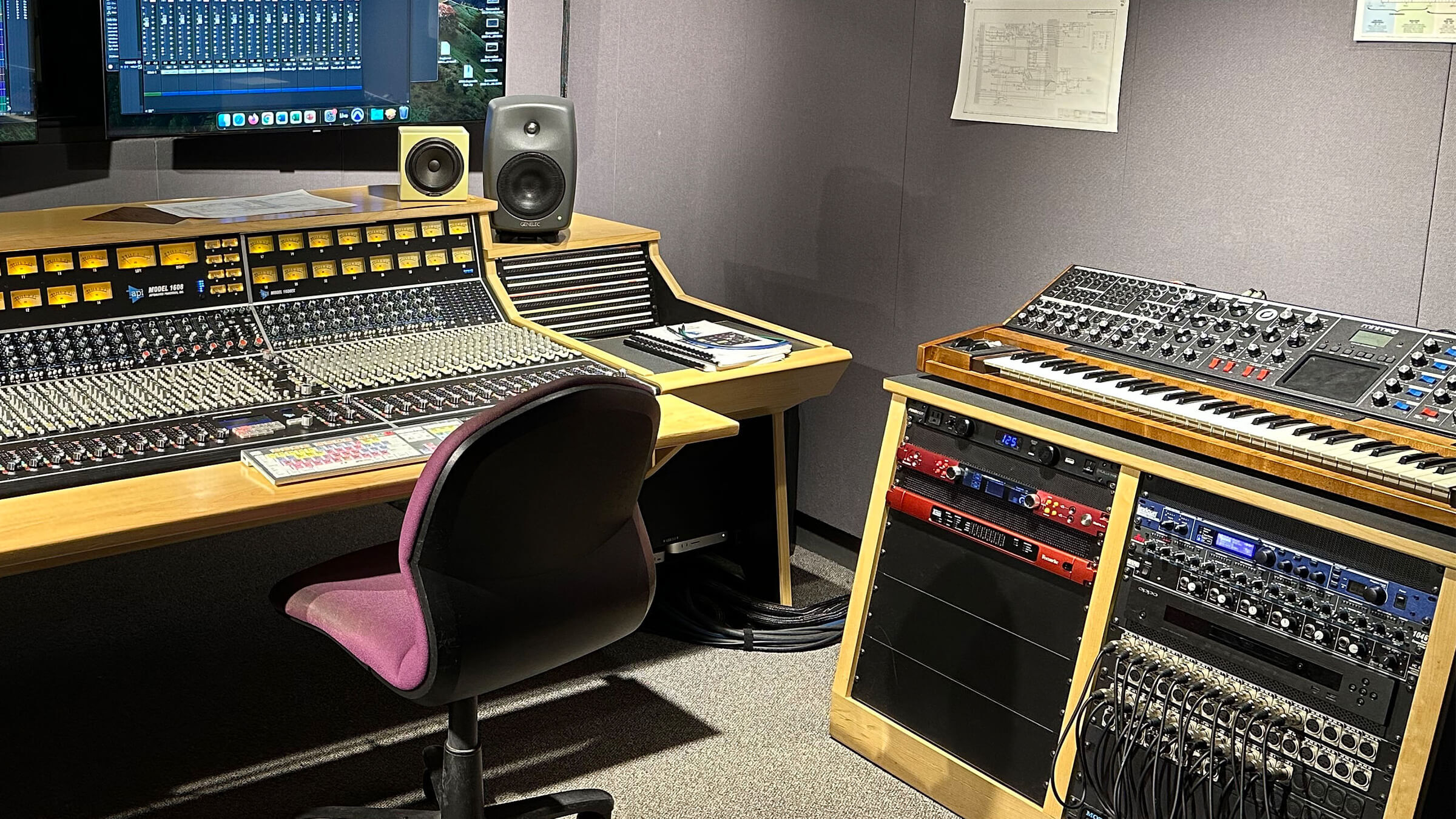 Audio classroom at Emerson College, featuring Focusrite RedNet components